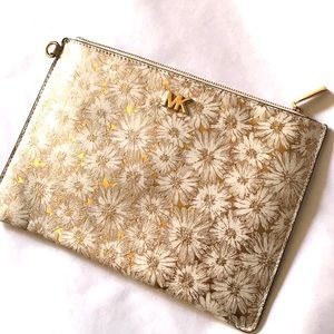 Michael Kors floral white gold pouch
